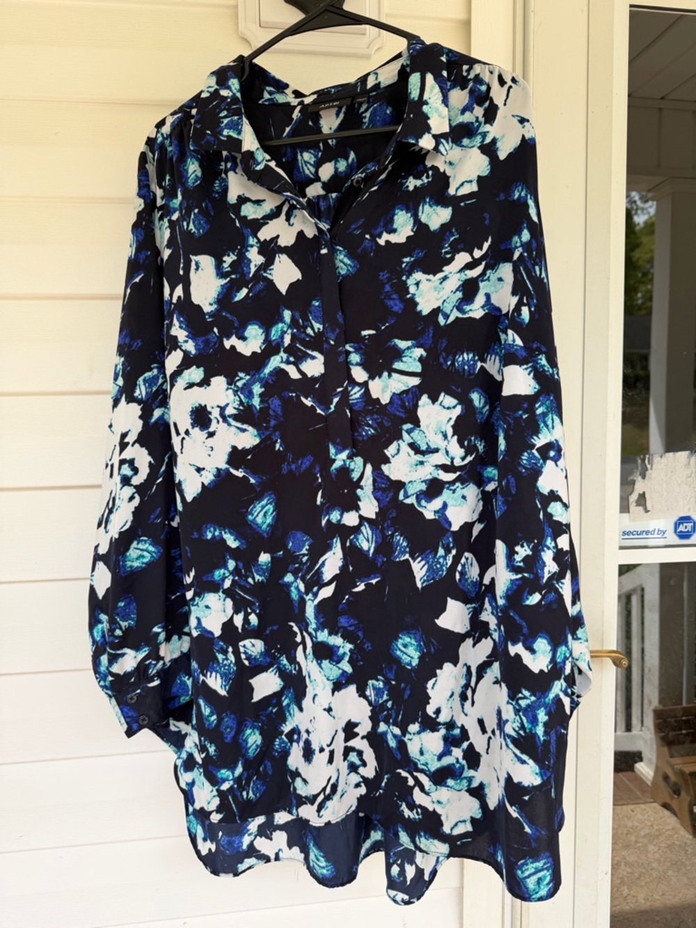 Apt. 9 Navy Tunic with Blue & White Abstract Floral Print